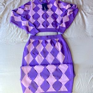 Purple Combo Sweater Set M